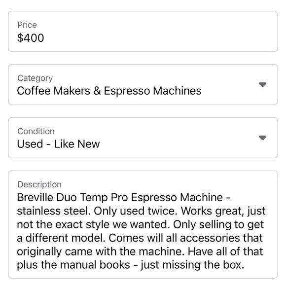 ✨ SOLD ✨Breville duo temp espresso machine - Picture 2 of 4